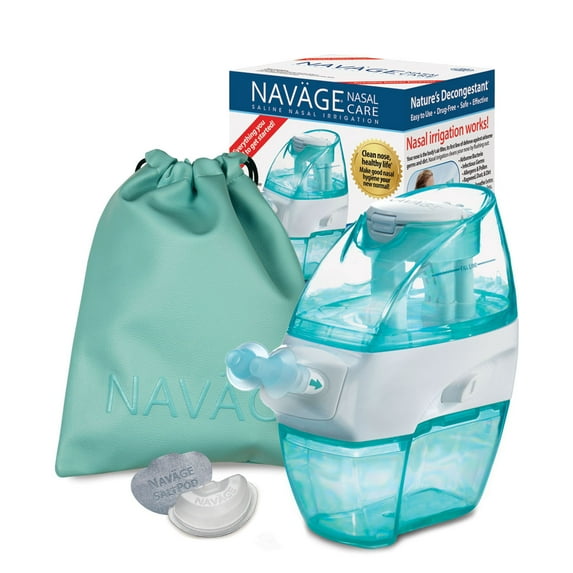 Navage Nasal Care TRAVEL Bundle: Navage Nose Cleaner, Teal Travel Bag, and 20 SaltPods