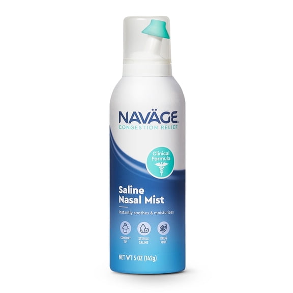 Navage Saline Nasal Mist Clinical Formula Extra Comfort Drug-Free Hydration and Congestion Relief Sterile Saline Spray for Sensitive Noses 1 Pack