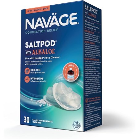 Navage SaltPod with Alkalol 30-Pack (30 SaltPods) - Navage Salt Pod Refills Only - Exclusively Designed for the Navage Nasal Irrigation System - Sinus Rinse and Alkalol Pods