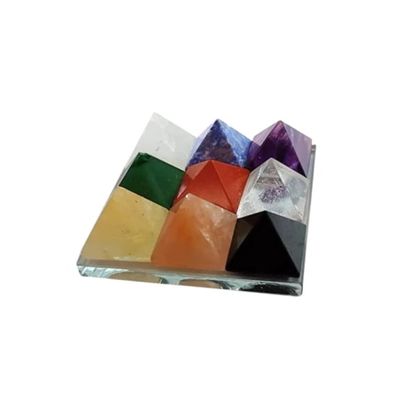 Navagraha Pyramid Tray with Mirror Base – Energized Vastu Healing Tool for Positive Energy, Spiritual Balance & Home Decor | Nine Planets Harmonizer