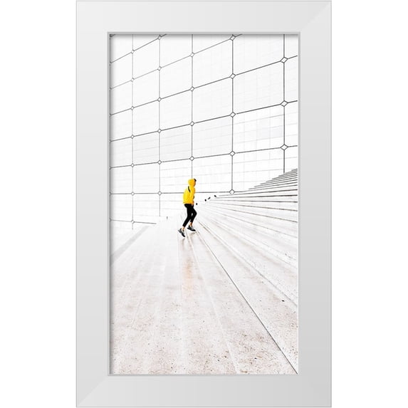 Navailles, Stephane 10x14 White Modern Wood Framed Museum Art Print Titled - Yellow Jacket On Run.