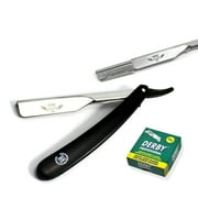 Navaja Shavette Barber Straight Shaving Razor, 100 Derby cuchillas Negro