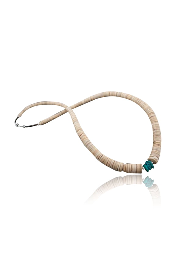 Navajo .925 Sterling Silver Graduated Heishi and Natural Turquoise Native American Necklace 7501006-6