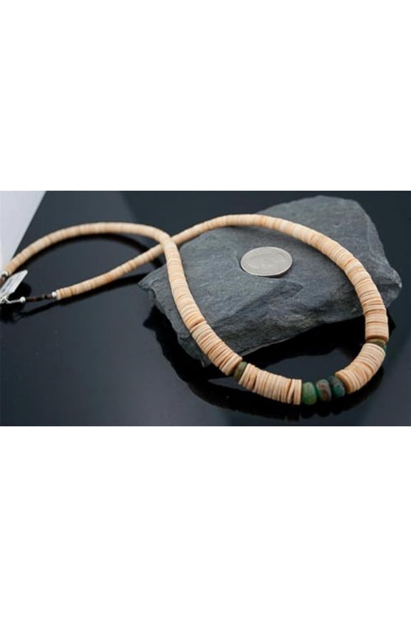Navajo .925 Sterling Silver Graduated Heishi and Turquoise Native American Necklace