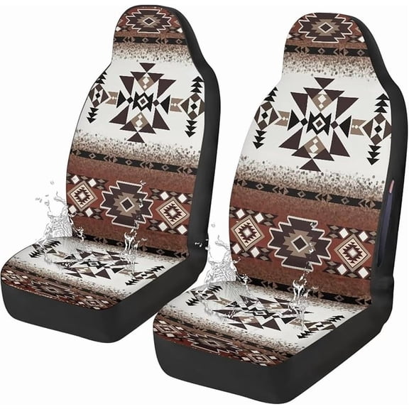 Navajo Aztec Car Seat Covers for Front Seats Red Driver Seat Cover Pack of 2 Soft Waterproof Premium Polyester Seat Covers for Cars Sedans Truck SUV Vans