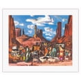 thumbnail image 1 of Navajo Encampment - Monument Valley Utah - United Air Lines - Vintage Airline Travel Poster by Millard Sheets c.1952 - Fine Art Rolled Canvas Print 16in x 20in, 1 of 4