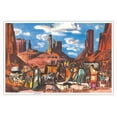 thumbnail image 1 of Navajo Encampment - Monument Valley Utah - United Air Lines - Vintage Airline Travel Poster by Millard Sheets c.1952 - Master Art Print (Unframed) 12in x 18in, 1 of 4