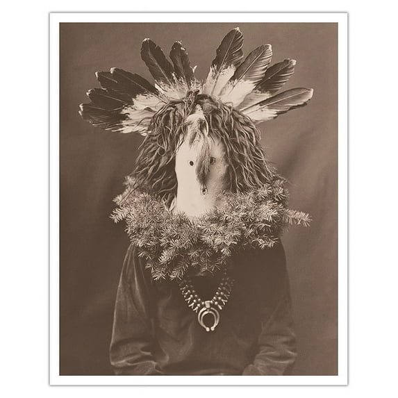 Navajo House God (Haschogan) - The Yebichai Hunchback - Vintage B&W Photograph by Edward S. Curtis c.1904 - Fine Art Matte Paper Print (Unframed) 16x20in