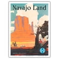 thumbnail image 1 of Navajo Land - Arizona New Mexico - Santa Fe Railroad - Navajo Nation Monument Valley - Vintage Railroad Travel Poster by Elms c.1954 - Master Art Print (Unframed) 9in x 12in, 1 of 4