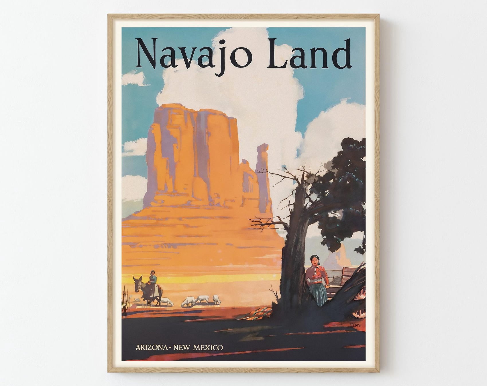 Navajo Land Vintage Travel Poster Art Print | Home Decor Wall Art Gift ...