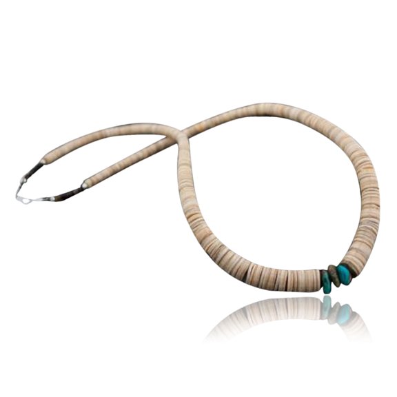 Navajo Native .925 Sterling Silver Graduated Heishi Spiny Oyster and Turquoise Native American Necklace 390593885624