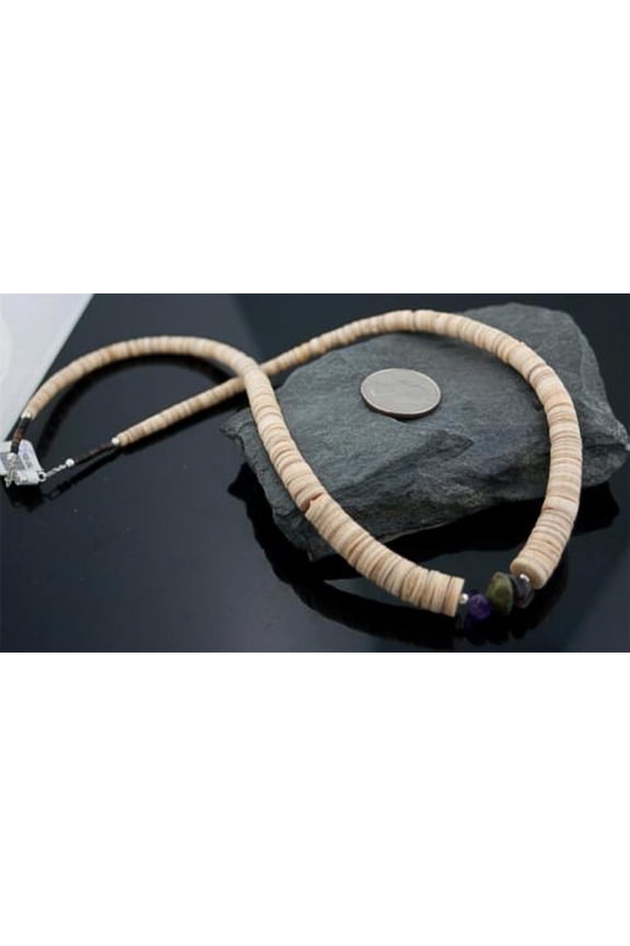 Navajo Native .925 Sterling Silver Graduated Heishi Turquoise Amethyst Native American Necklace