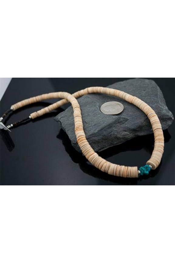 Navajo Native .925 Sterling Silver Graduated Heishi and Turquoise Native American Necklace