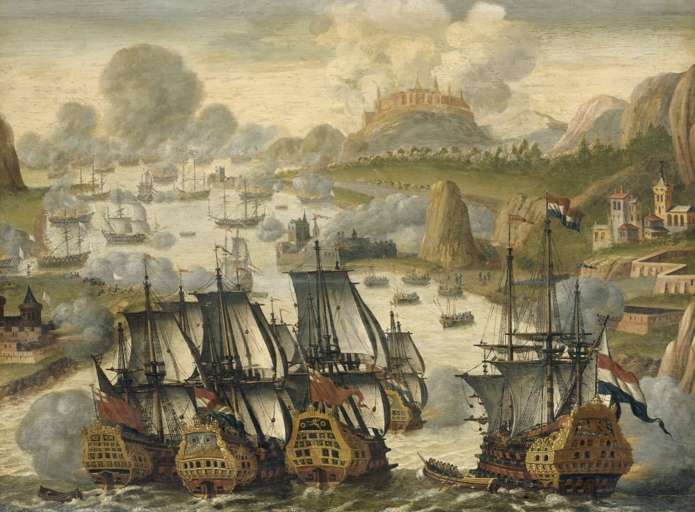Naval Battle Of Vigo Bay Canvas Art - (24 x 18)