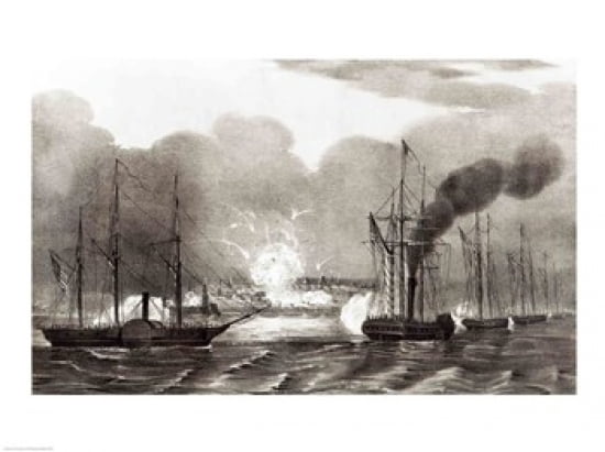 Naval Bombardment of Vera Cruz Canvas Art - (24 x 18)
