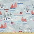thumbnail image 1 of Ambesonne Naval Fabric by the Yard Upholstery, Ships on the Sea Pattern, 2 Yards, Multicolor, 1 of 4