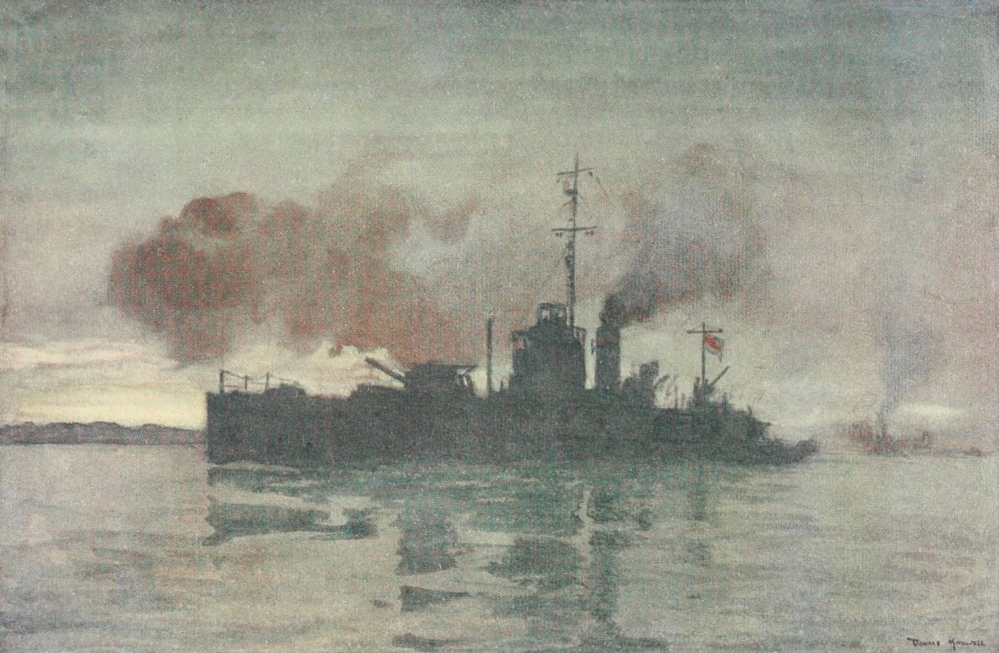 Naval Front 1920 Monitor M31 bombarding Gaza WWI Canvas Art - Donald Maxwell (18 x 24)
