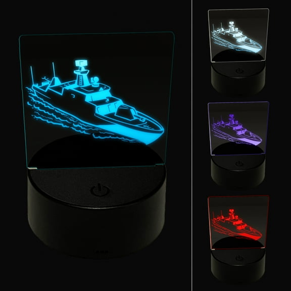 Naval Military Destroyer Battleship LED Night Light Sign 3D Illusion Desk Nightstand Lamp