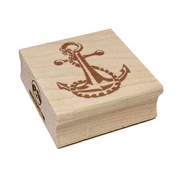 Naval Nautical Anchor with Rope for Sailors with Boats Square Rubber Stamp Stamping Scrapbooking Crafting - Medium 1.75in