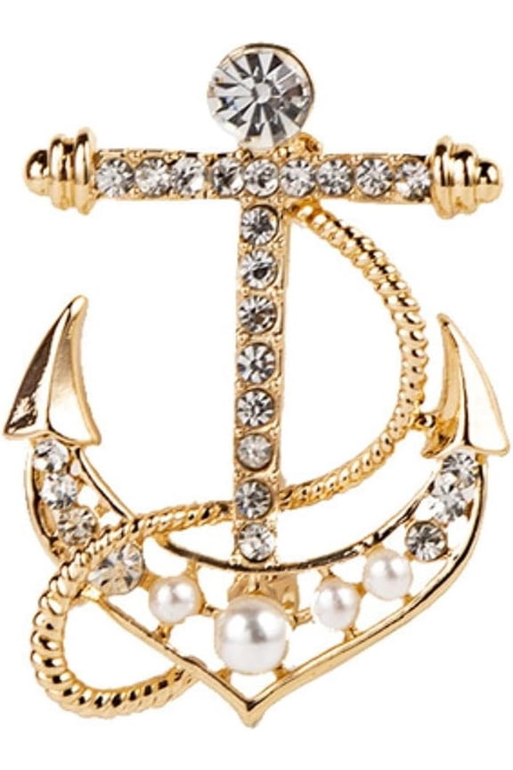Naval Rudder Anchor Brooches Pins Rhinestone Brooches Suit Shirt Collar Lapel Pin Badge Jewelry Accessories For Men