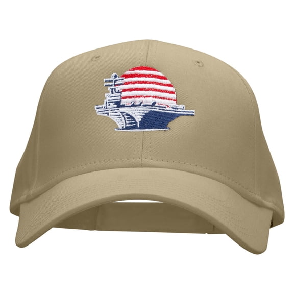 Naval Ship Embroidered Low Profile Cap - Khaki OSFM