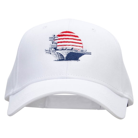 Naval Ship Embroidered Low Profile Cap - White OSFM