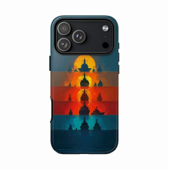 Naval Vessels Layered Horizon Ships Case with iPhone 17 to 11 Pro Max H01275