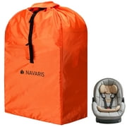 Navaris Baby Car Seat Travel Bag - Waterproof Durable Car Seat Carrier Cover with Address Tag for Airplane - Gate Check Bag with Carry Straps - Air Plane Baby Essentials - Orange