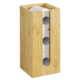 thumbnail image 1 of Navaris Bamboo Toilet Paper Storage - Narrow Free Standing Toilet Paper Holder Tower Organizer for Bathroom Restroom - Storage for 3 Toilet Rolls, 1 of 6