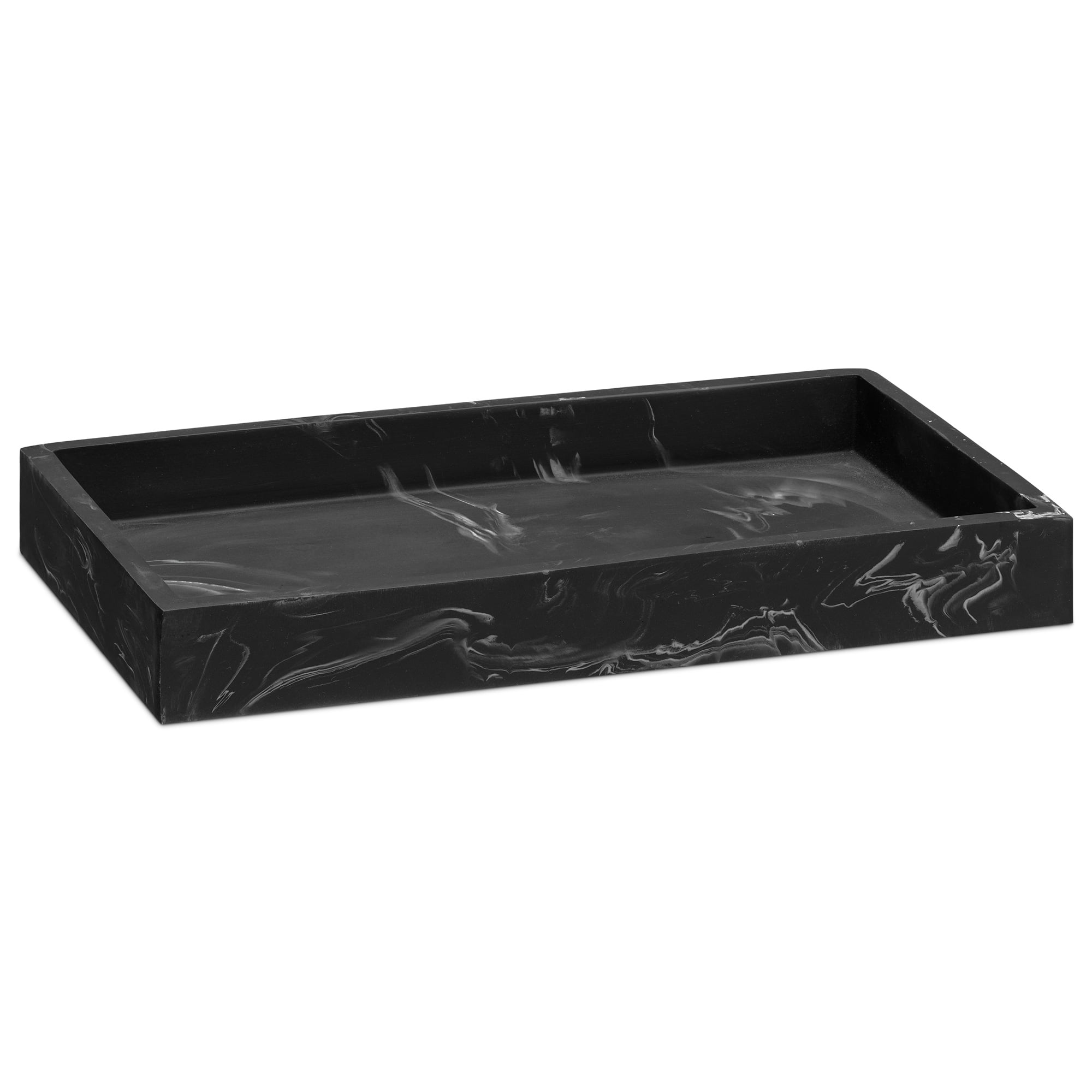 Navaris Black Marble Resin Vanity Tray - 9.25" x 4.92" Bathroom Organizer Dish - Decorative Holder for Jewelry, Kitchen Counter Top, Bedside Table