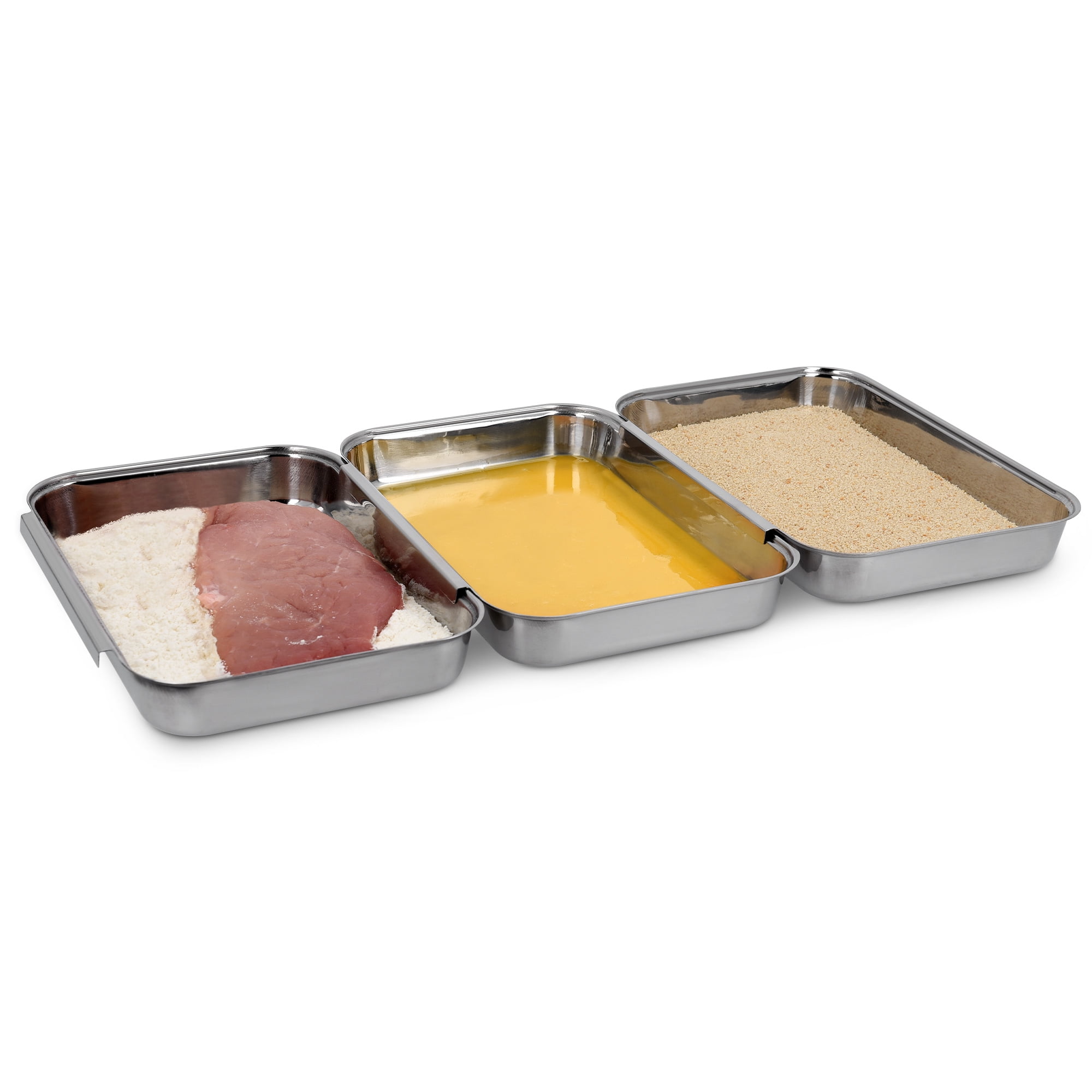 Navaris Breading Trays Set 3 Stainless Steel Pans for Preparing Bread