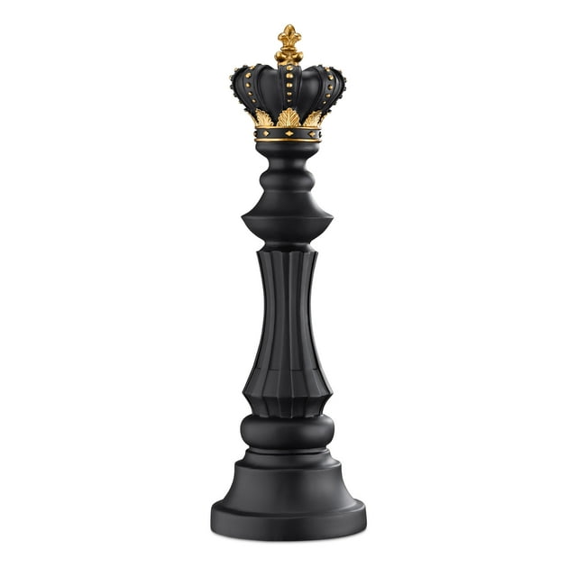 Navaris Chess Statue Decor Piece - 16" Tall Decorative Resin Sculpture - Large Game Figure Decoration Ornament for Home, Office, Study - Black King
