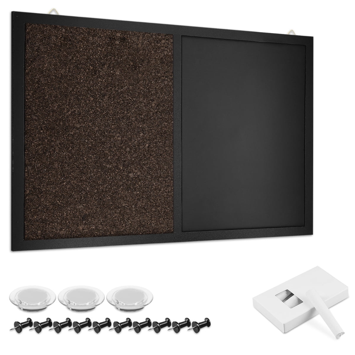 Navaris 24 x 36 Inch Magnetic Chalk and Cork Board with Black Frame