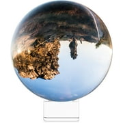 Navaris Crystal Clear Glass Ball - 130mm Transparent K9 Globe for Meditation Divination - Photo Sphere Prop for Art Decor, Photography w/Stand