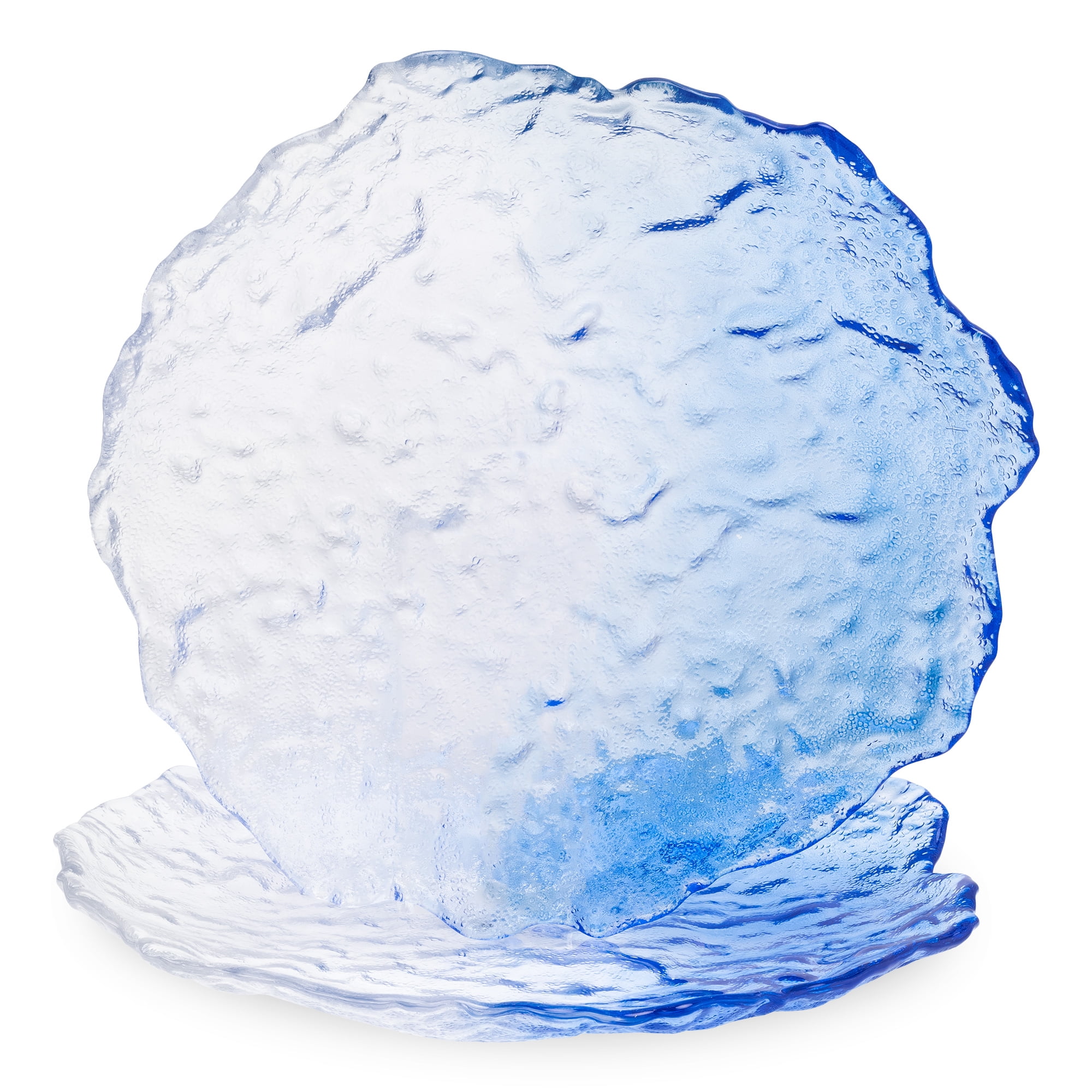 Navaris 9.3" Ocean Blue Irregular Glass Appetizer Plates