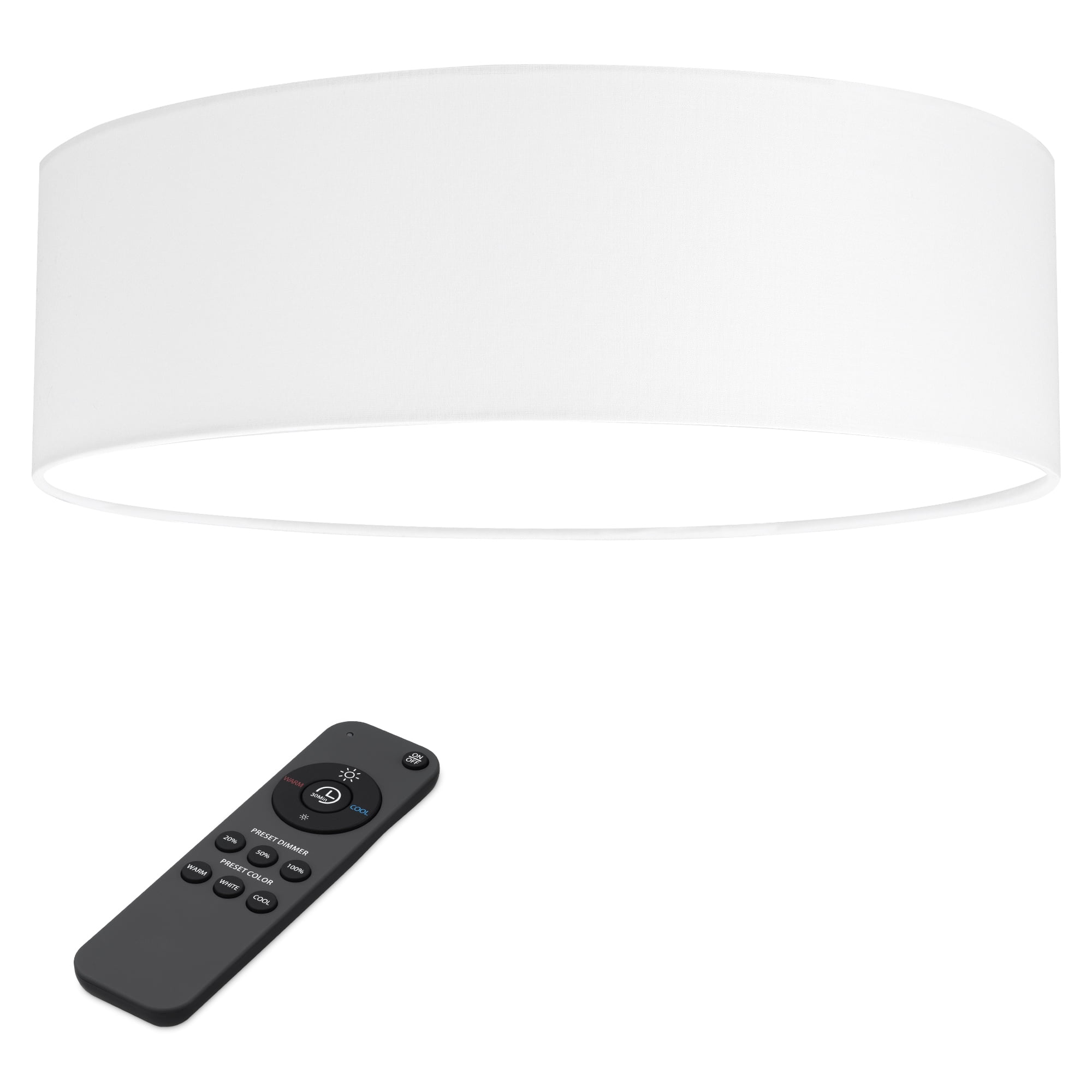 12.6" White Metal and Polycarbonate Drum LED Ceiling Light