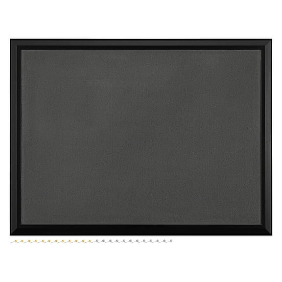 Navaris Framed Fabric Bulletin Board - 18 x 24 inches Plush Jewelry Organizer Pinboard for Wall - Memory Memo Pin Board - Dark Gray with Black Frame