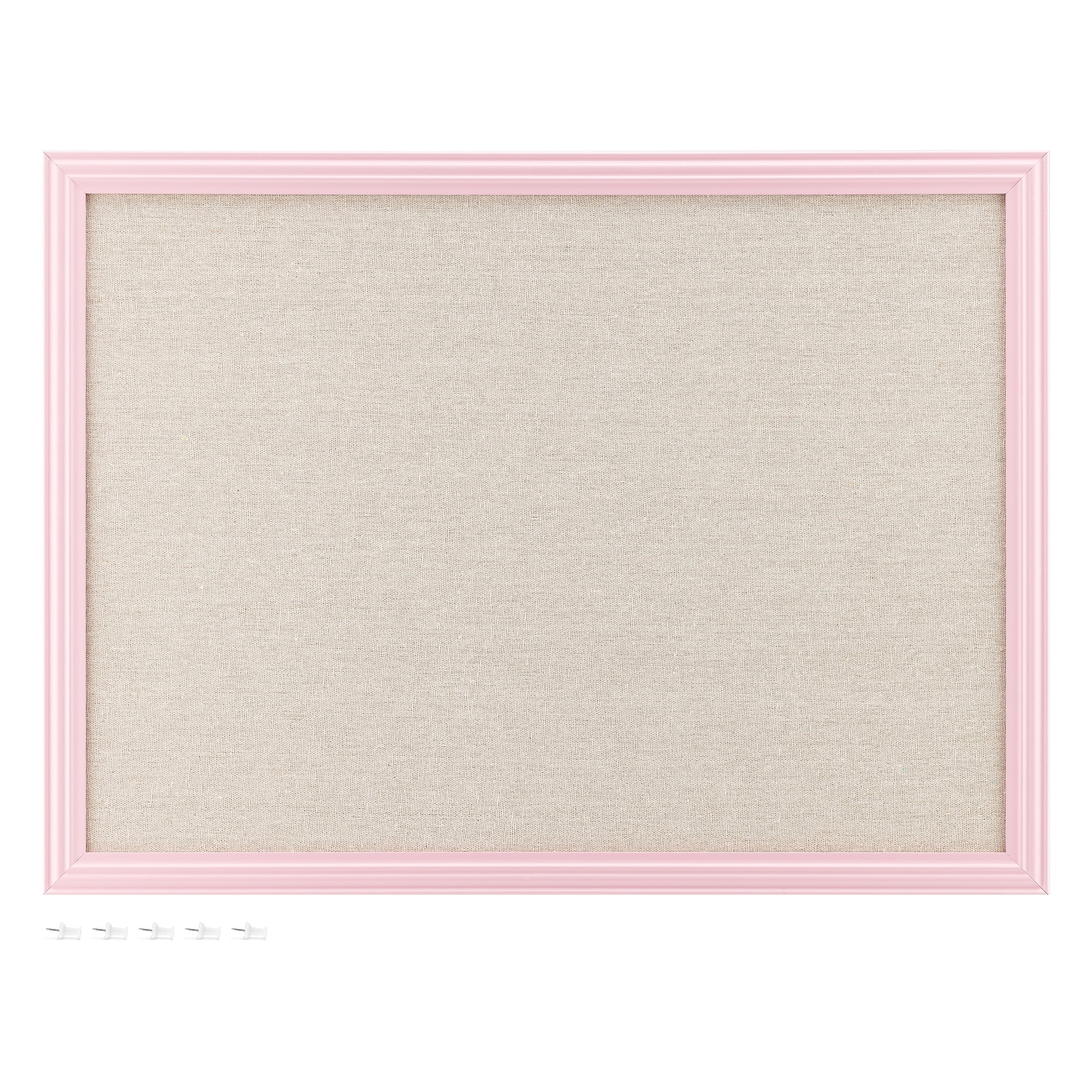 Pink Framed Linen Fabric Wall Mount Bulletin Board, 17 x 23 Inches