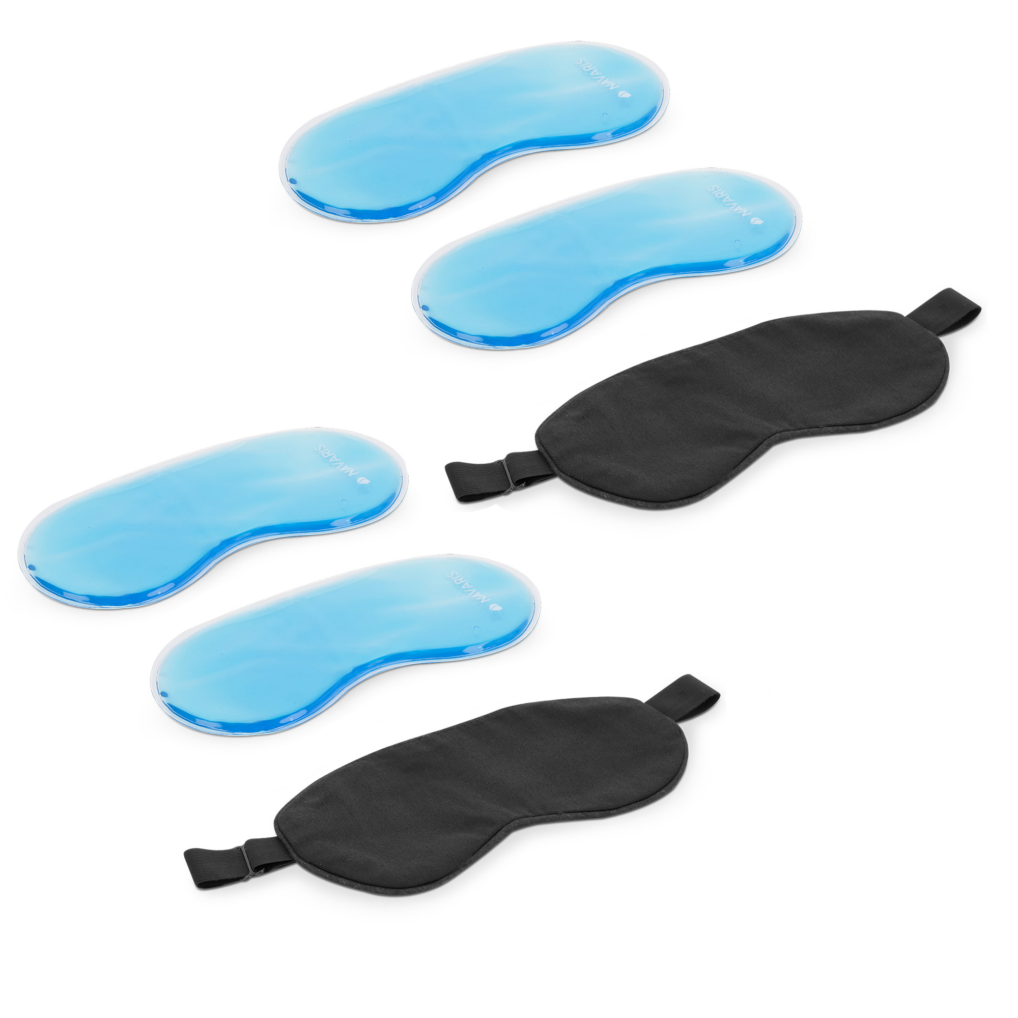 Navaris Gel Eye Mask Set (4 Gel Packs + 2 Covers) Reusable Hot and