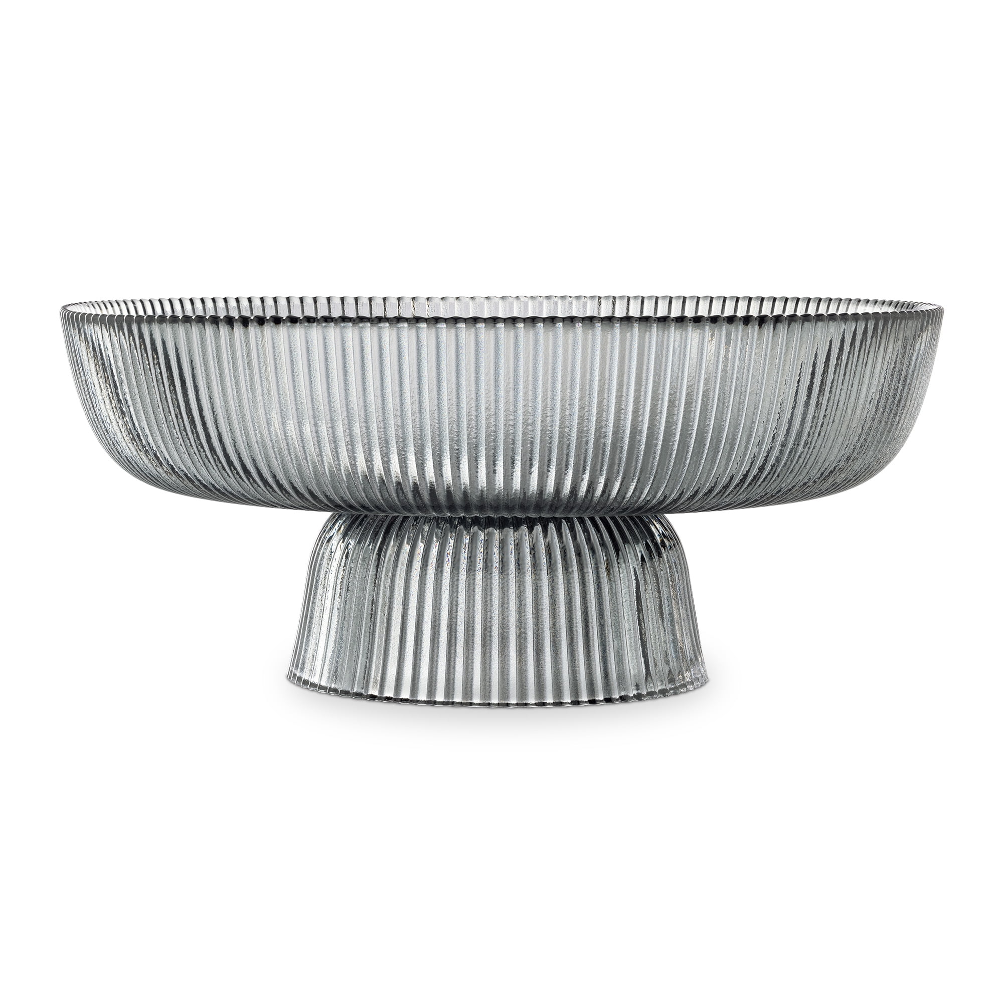 Black Fluted Glass Fruit Bowl Centerpiece, 10.2" Diameter