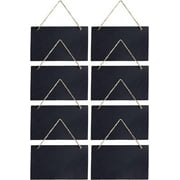 Navaris Hanging Slate Chalkboard Signs (Set of 8) - 5.85" x 9.75" - Farmhouse-Style Black Board Signs for Outdoor, Door, Wall, Weddings - Horizontal