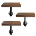 thumbnail image 1 of Navaris Industrial Pipe Shelf Set - 3 Small Wooden Shelves with Black Pipe Brackets - 5.9" x 7.9" Wall-Mounted Wood Shelving - Size S, Dark Brown, 1 of 6
