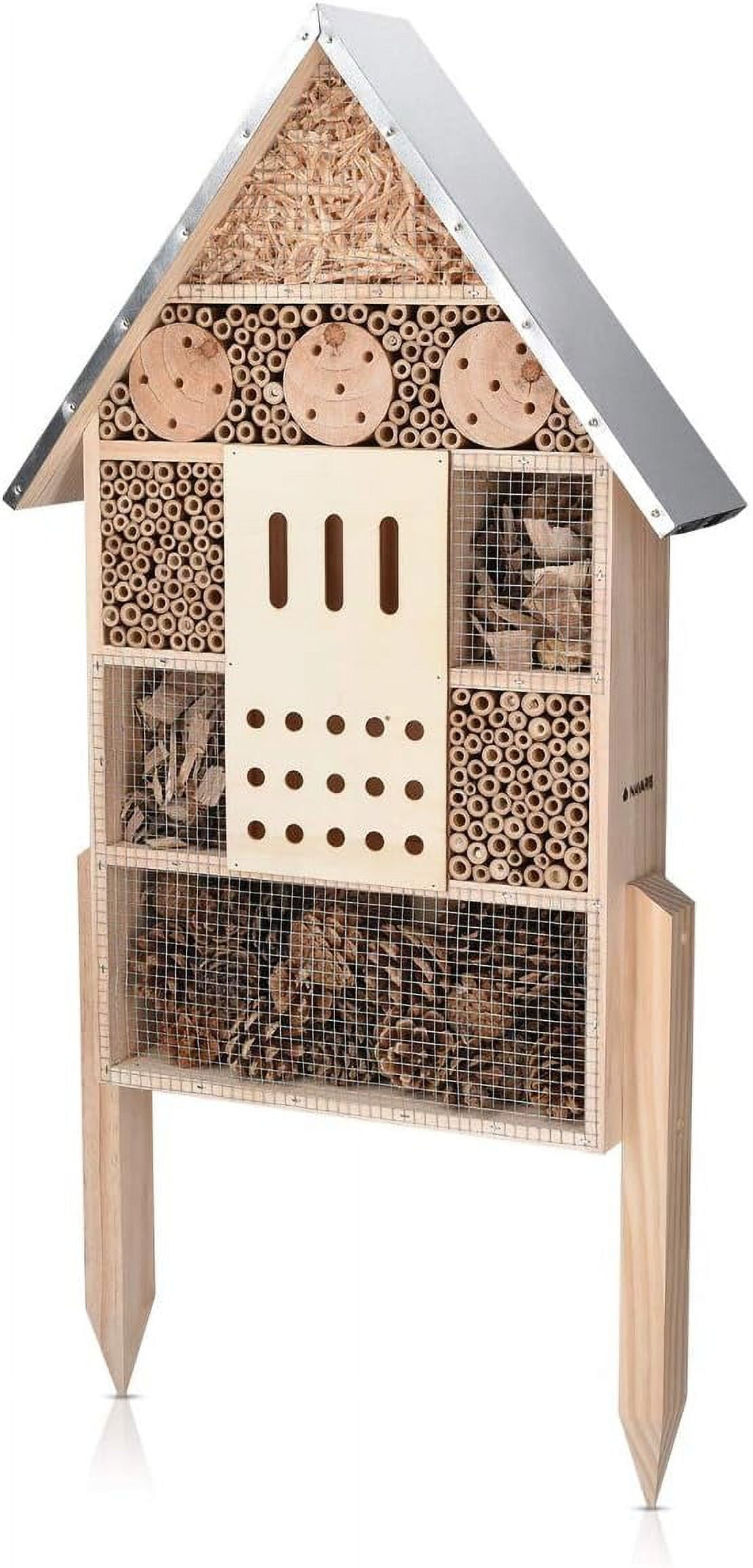Navaris Wooden Insect House with Stakes Extra Large Brown Butterfly