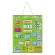 Navaris Kids Magnetic Calendar - Early Years Learning - Weather, Date, Month, Day, Season Educational Chart for Children - Kids Wall Board - Green