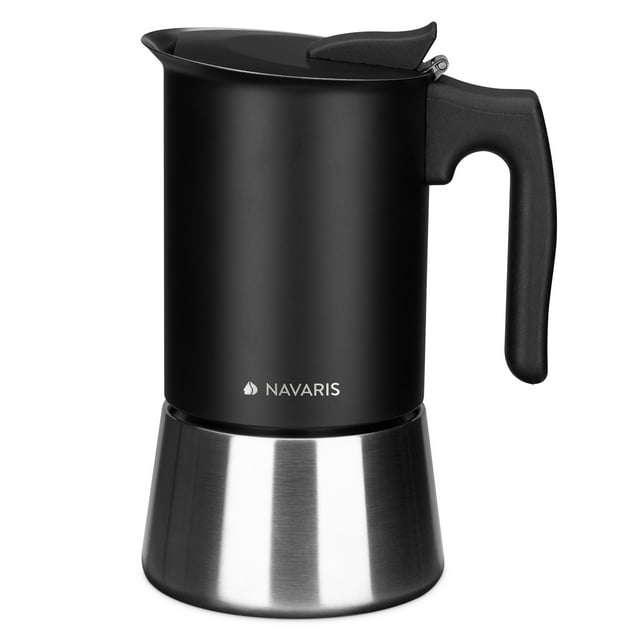 Navaris Moka Coffee Pot Percolator Espresso Maker for Stovetops Induction Gas Electric Stove