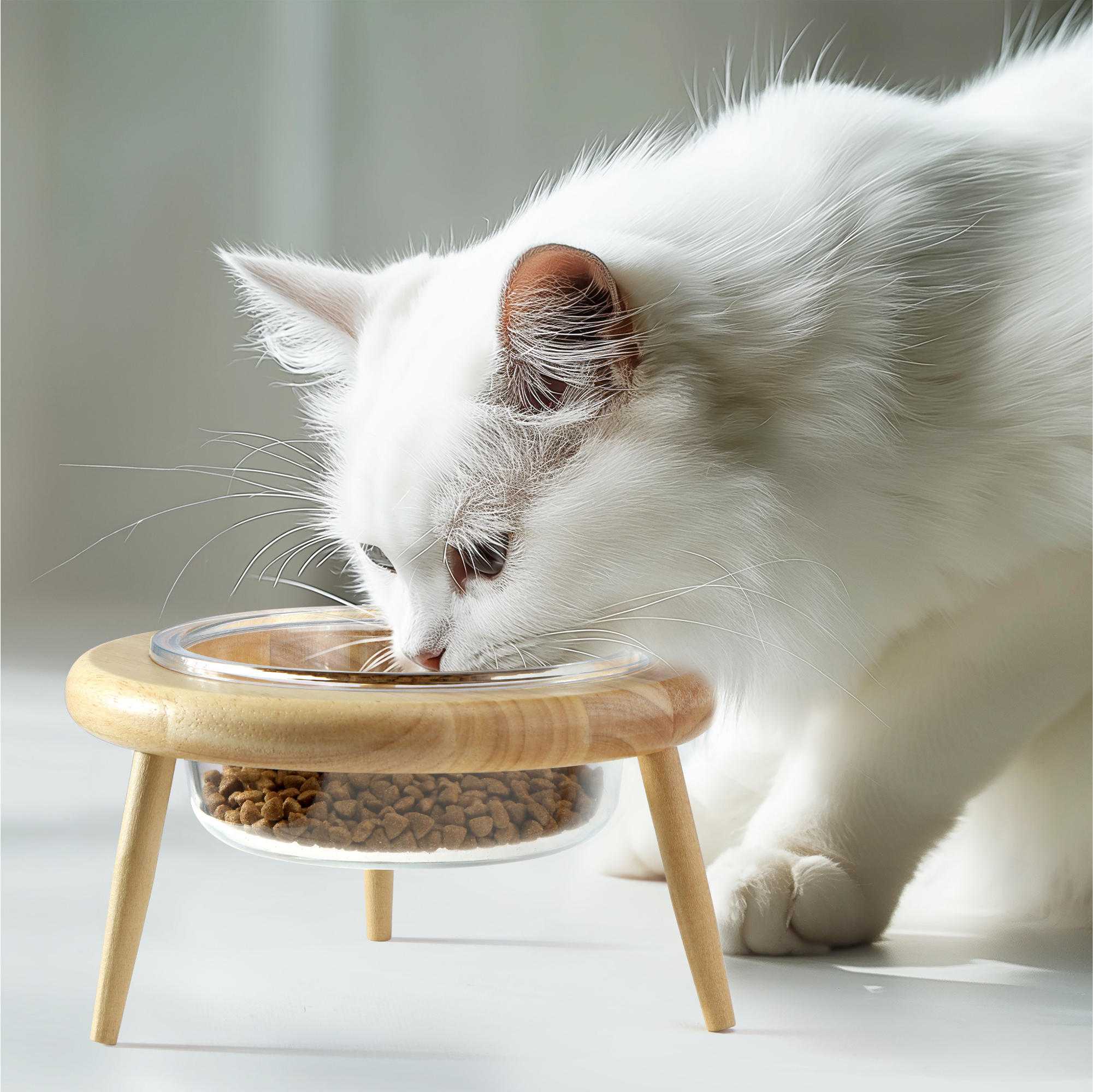 Navaris Raised Cat Bowl Cat Food Bowl Raised with Tilted Stand