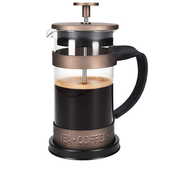 Navaris Retro French Press Coffee Maker (12 oz) - Stainless Steel Coffee Press Tea Maker with Plunger, Filter, Durable Borosilicate Glass Beaker