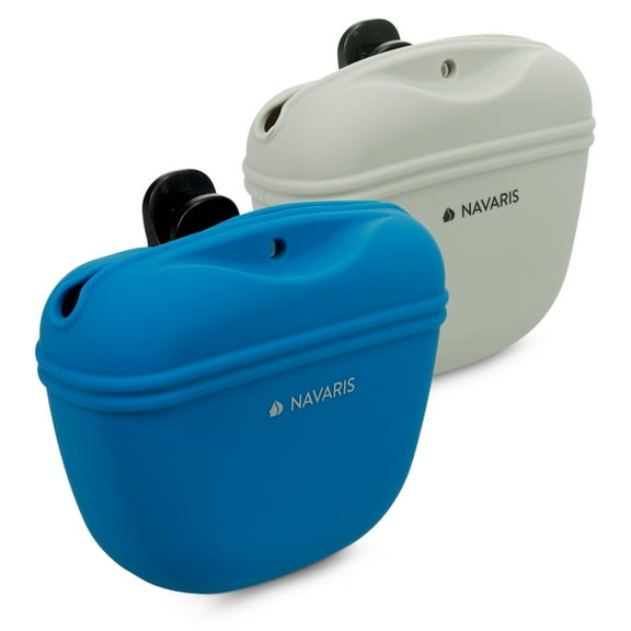 Navaris Silicone Dog Treat Pouch - Training Pet Puppy Bag Pocket Snack Treat Food Holder with Clip for Belt for Dog Walks - Set of 2