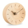 thumbnail image 1 of Navaris Small Modern Desk Clock - 4-3/8" Diameter Real Wood Analog Clock for Shelf, Table, Desktop - Silent Tick Battery Operated Clock - Light Brown, 1 of 7