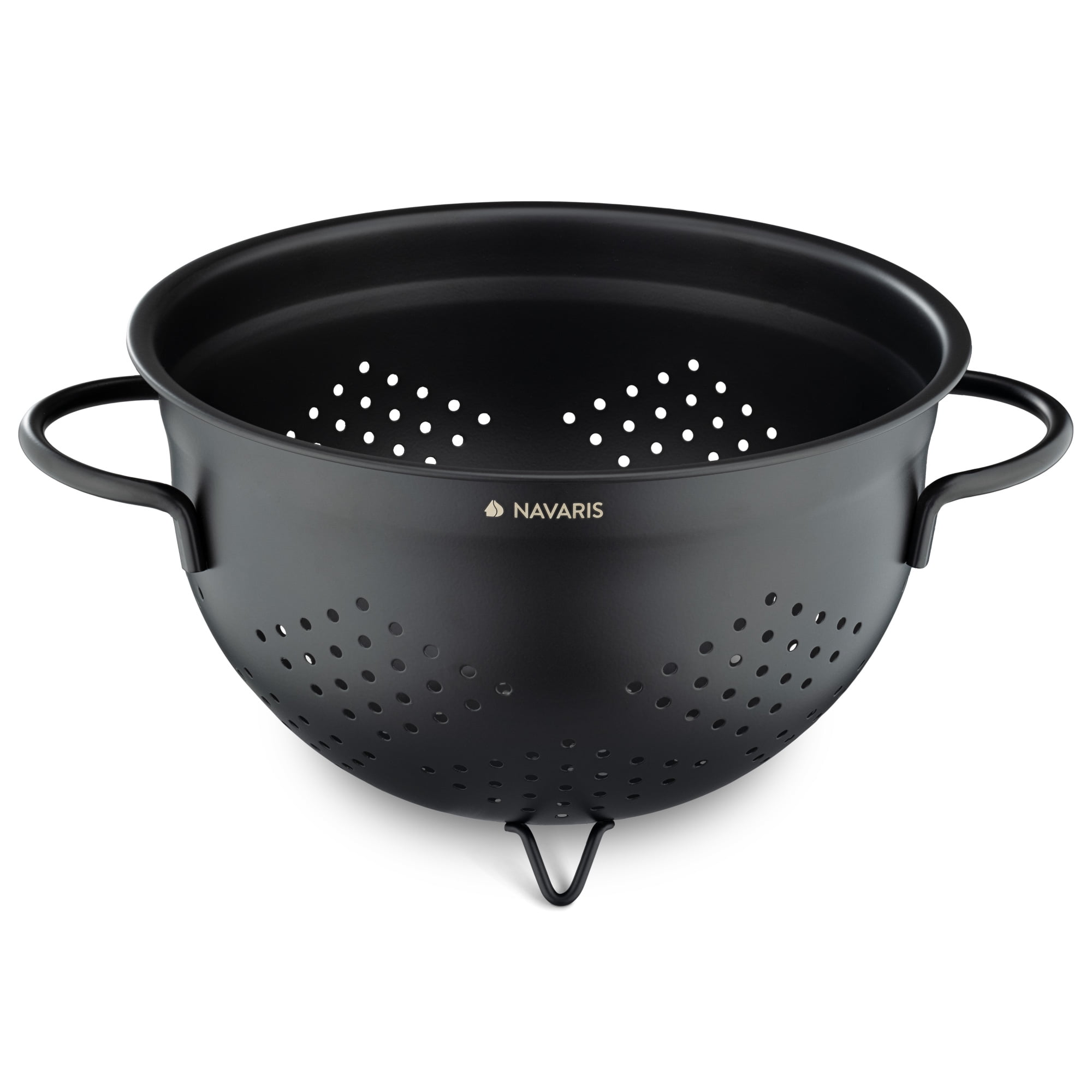 Navaris Black Stainless Steel 5-Quart Colander with Handles